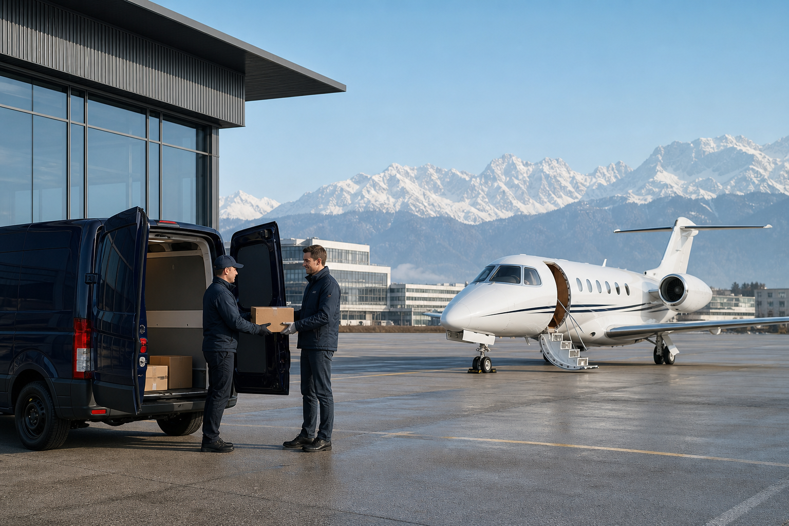 Switzerland secure logistics branch near a business aviation facility